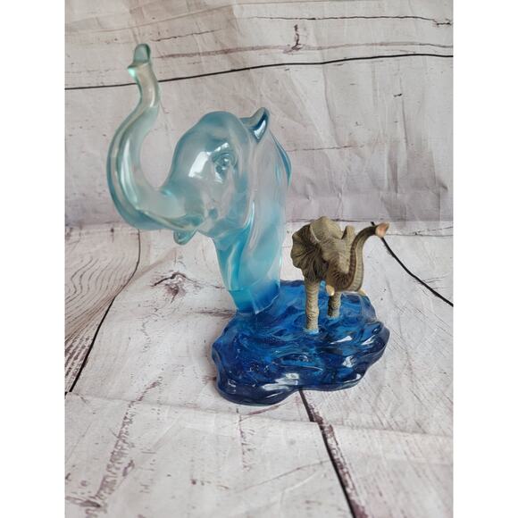 Clearly Elephant/Water Pool Reflection Westland#2638 Giftware Clear Blue Resin - Picture 6 of 11